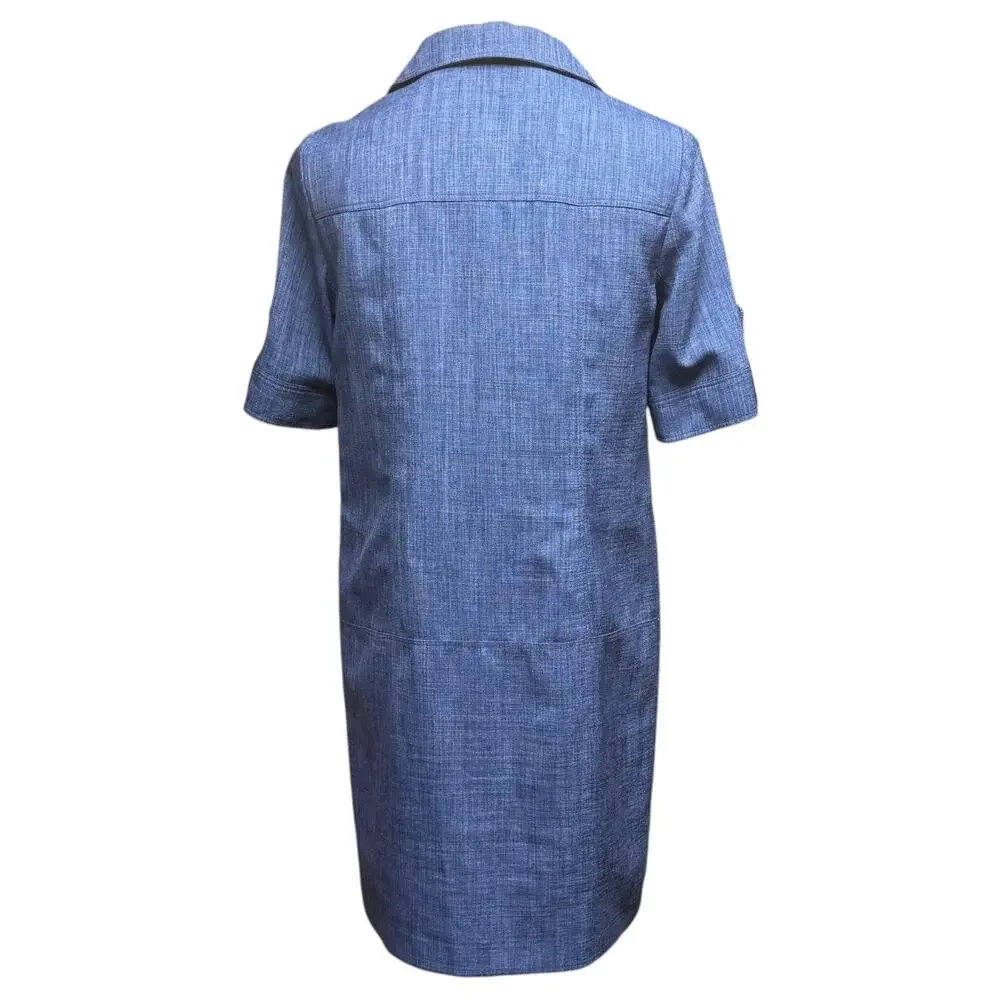 Tahari 6220M386 Popover Short Sleeve Turn Lock Shift Dress Blue 4 - Picture 5 of 6